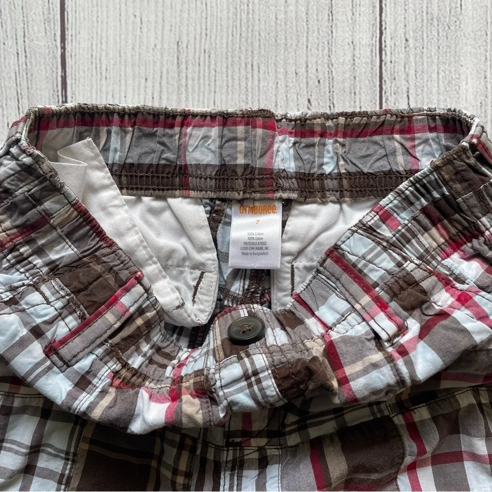 Gymboree Brown & Red Plaid Shorts Size 7